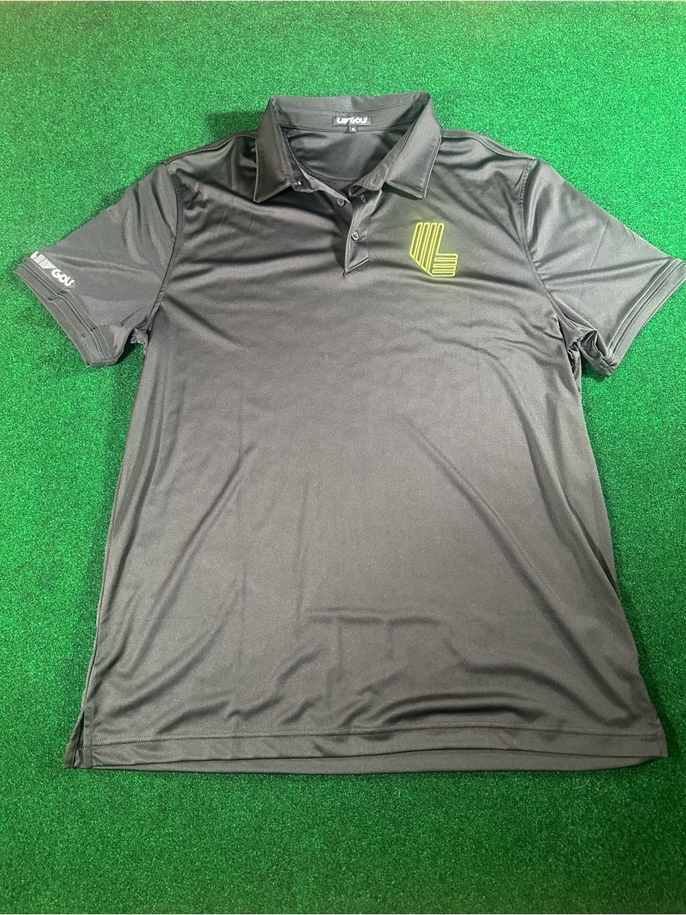 LIV Golf Men's Black Polo with Lime Logo